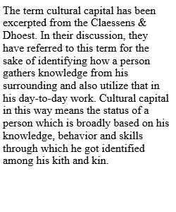 Claessens & Dhoest discussion "Cultural Capital." Explain in your own words what this means, and give a good example.